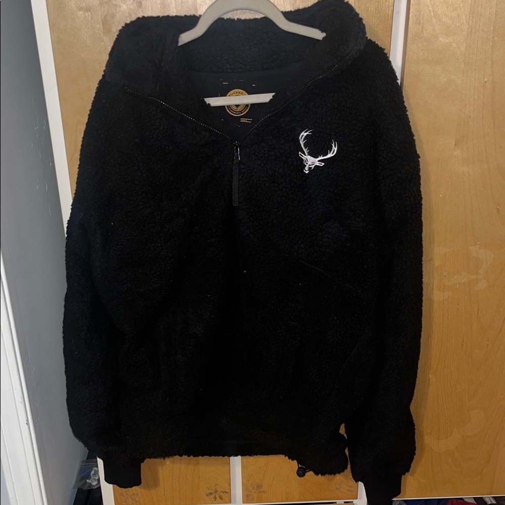 Black Sherpa Jacket with Embroidered Logo